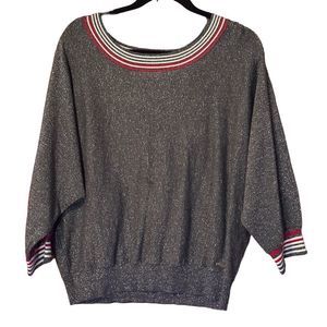 Marc New York Andrew Marc Pullover Sweater Women Large Gray Metallic Top